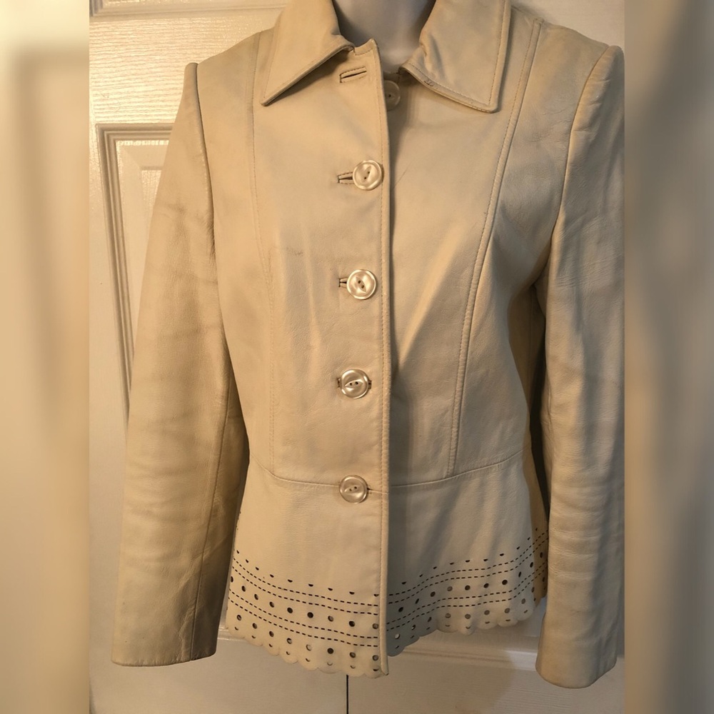 Classiques Entier Cream Colored Leather Jacket
